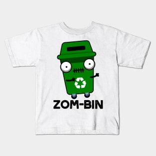 Zom-bin Cute Halloween Zombie Trash Bin Pun Kids T-Shirt